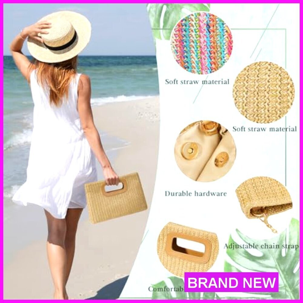 Top Handle Clutch Handbag Elegant Evening Purse with Gold Chain Adjustable Strap - Picture 5 of 8